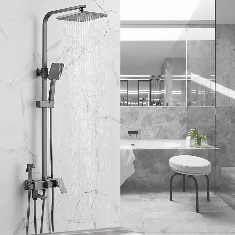 Grey Shower Faucet Set Rainfall High Quality Bathtub Mixer Tap 4-way With Bidet Cold and Hot Bathroom Set
Grey Shower Faucet Set Rainfall High Quality Bathtub Mixer Tap 4-way With Bidet Cold and Hot Bathroom Set