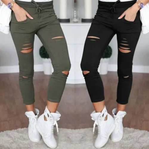 Women's New Fashion Skinny Ripped Pants High Waisted Slim Fit Pencil Pants Stretch Leggings Casual Trousers Streetwear
Women's New Fashion Skinny Ripped Pants High Waisted Slim Fit Pencil Pants Stretch Leggings Casual Trousers Streetwear