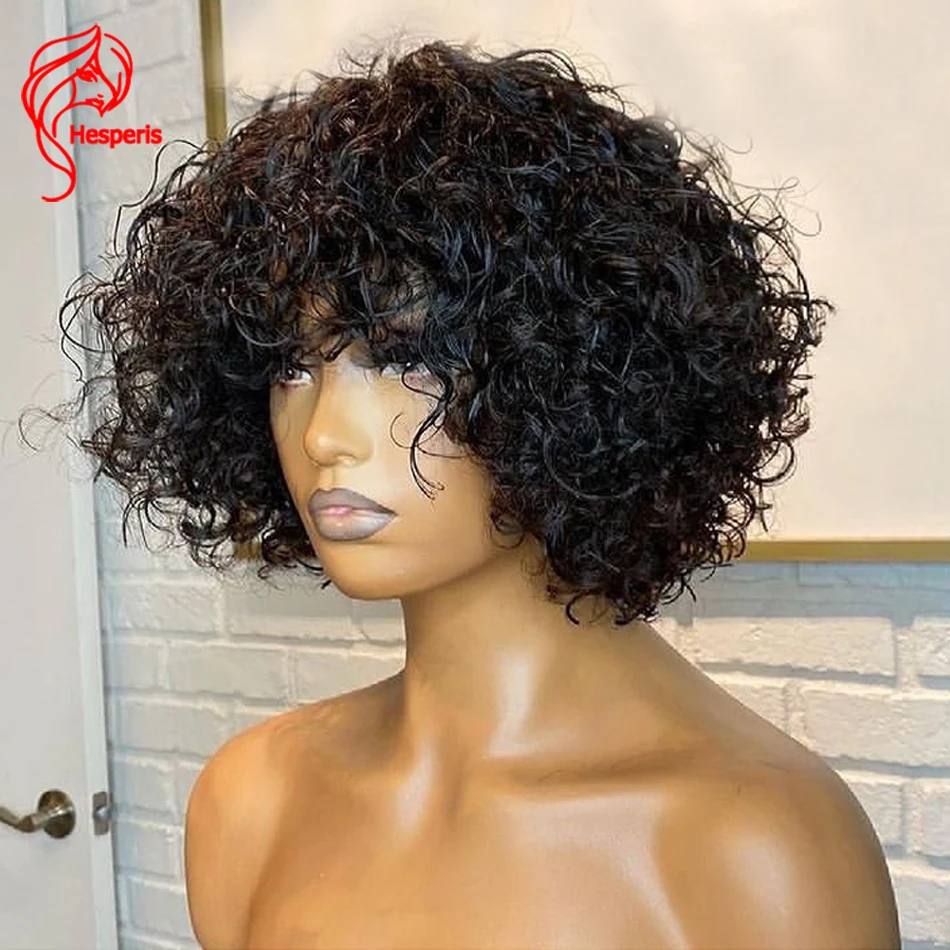 Hesperis Pixie Cut Wigs With Bangs Brazilian Remy Full Machine Made Human Hair Wig For Black Women Wear And Go Curly Short Bob
Hesperis Pixie Cut Wigs With Bangs Brazilian Remy Full Machine Made Human Hair Wig For Black Women Wear And Go Curly Short Bob