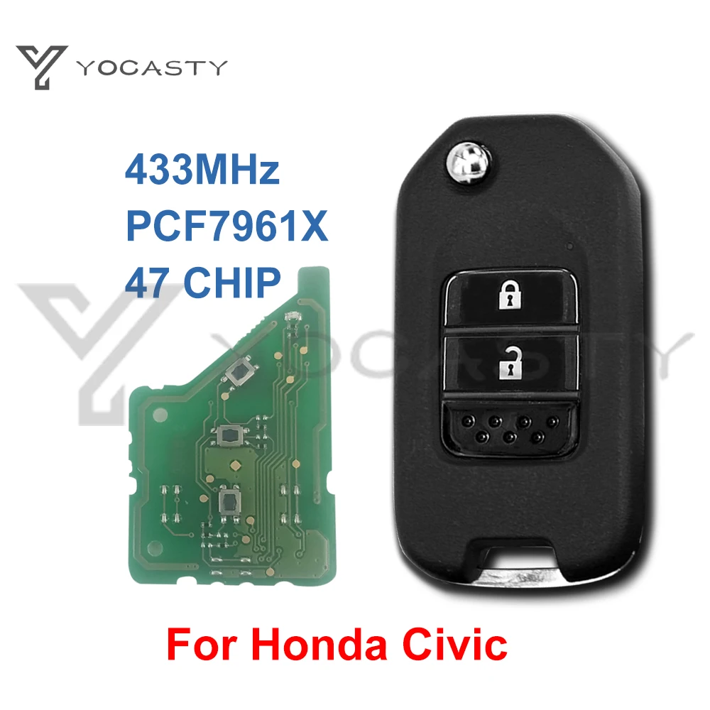 YOCASTY 433MHz 2 Button Remote Flip Car Key Fob for Honda Civic 2014 2015 2016 2017 with PCF7961 Chip HLIK6-3T
YOCASTY 433MHz 2 Button Remote Flip Car Key Fob for Honda Civic 2014 2015 2016 2017 with PCF7961 Chip HLIK6-3T
