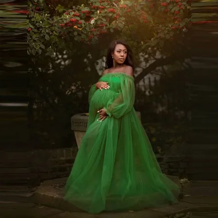 Chic Green Tulle Pregnancy Gowns Slash Elastic Neck Long Sleeves See Thru Plus Size Custom Made Maternity Dresses
Chic Green Tulle Pregnancy Gowns Slash Elastic Neck Long Sleeves See Thru Plus Size Custom Made Maternity Dresses