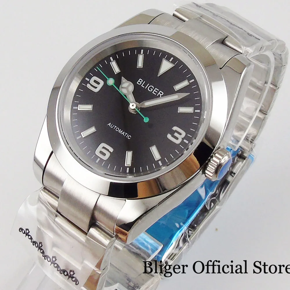 BLIGER 36mm Silver Color Automatic Men Watch NH35 MIYOTA 8215 PT5000 Glass Back Brushed Band Green Second Hand
BLIGER 36mm Silver Color Automatic Men Watch NH35 MIYOTA 8215 PT5000 Glass Back Brushed Band Green Second Hand