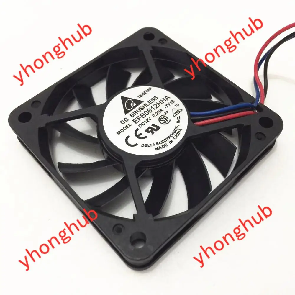 Delta Electronics EFB0612HHA 7V19 DC 12V 0.25A 60x60x10mm 3-wire Server Cooling Fan
Delta Electronics EFB0612HHA 7V19 DC 12V 0.25A 60x60x10mm 3-wire Server Cooling Fan