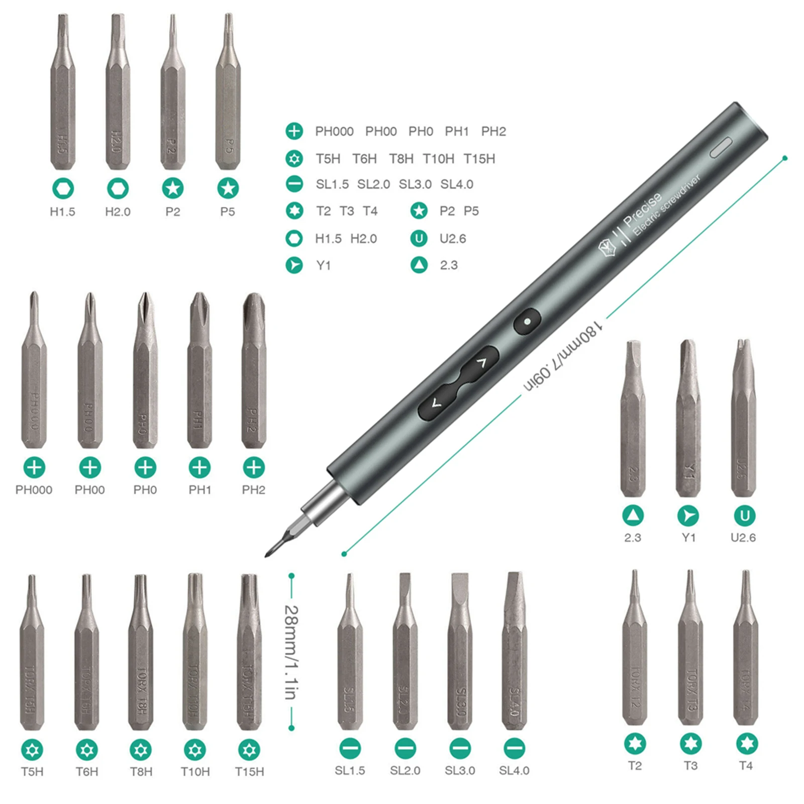 28 In 1 Mini Electric Screwdriver Automatic Torque Drill Driver Rechargeable Bulit-In Battery Led Light for Precision Instrument
28 In 1 Mini Electric Screwdriver Automatic Torque Drill Driver Rechargeable Bulit-In Battery Led Light for Precision Instrument