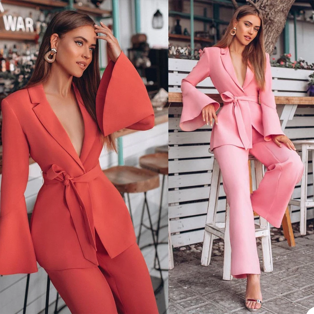 Sexy Elegant 2 Pieces Suits Set (Blazer+Pants) Custom Made Flared Sleeves Chic Coat With Belt Office Lady Casual Daily Jacket
Sexy Elegant 2 Pieces Suits Set (Blazer+Pants) Custom Made Flared Sleeves Chic Coat With Belt Office Lady Casual Daily Jacket