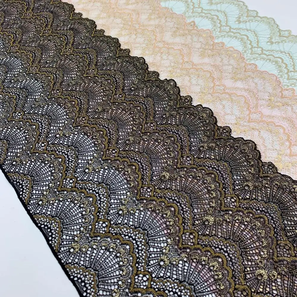 3y/lot Width 17cm Black Green Golden Elastic Stretch Lace Trim Skirt Hem For Clothing Accessories Dress Wedding Sewing Costume
3y/lot Width 17cm Black Green Golden Elastic Stretch Lace Trim Skirt Hem For Clothing Accessories Dress Wedding Sewing Costume