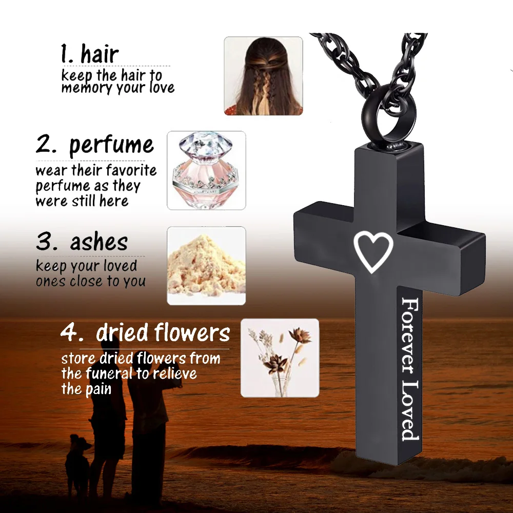 Heart cross urn necklace memorial jewelry ashes holder cremation jewelry for urn necklace for human/pet ashes- Forever Loved
Heart cross urn necklace memorial jewelry ashes holder cremation jewelry for urn necklace for human/pet ashes- Forever Loved