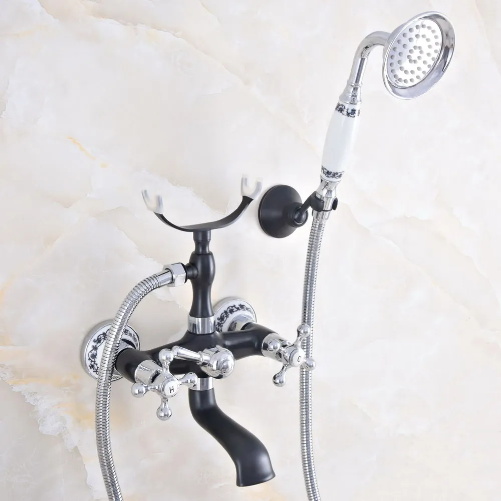Wall Mounted Bathtub Faucet Double Handle Black Silver Mixer Tap Bath Shower Faucets With Hand Shower zna621
Wall Mounted Bathtub Faucet Double Handle Black Silver Mixer Tap Bath Shower Faucets With Hand Shower zna621
