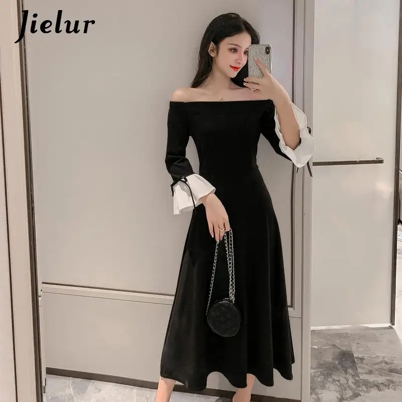 Jielur Long Dress Off Shoulder Retro Women's Autumn Winter Hepburn Style Temperament Long-sleeved Dress Elegant Lady Vestidos
Jielur Long Dress Off Shoulder Retro Women's Autumn Winter Hepburn Style Temperament Long-sleeved Dress Elegant Lady Vestidos