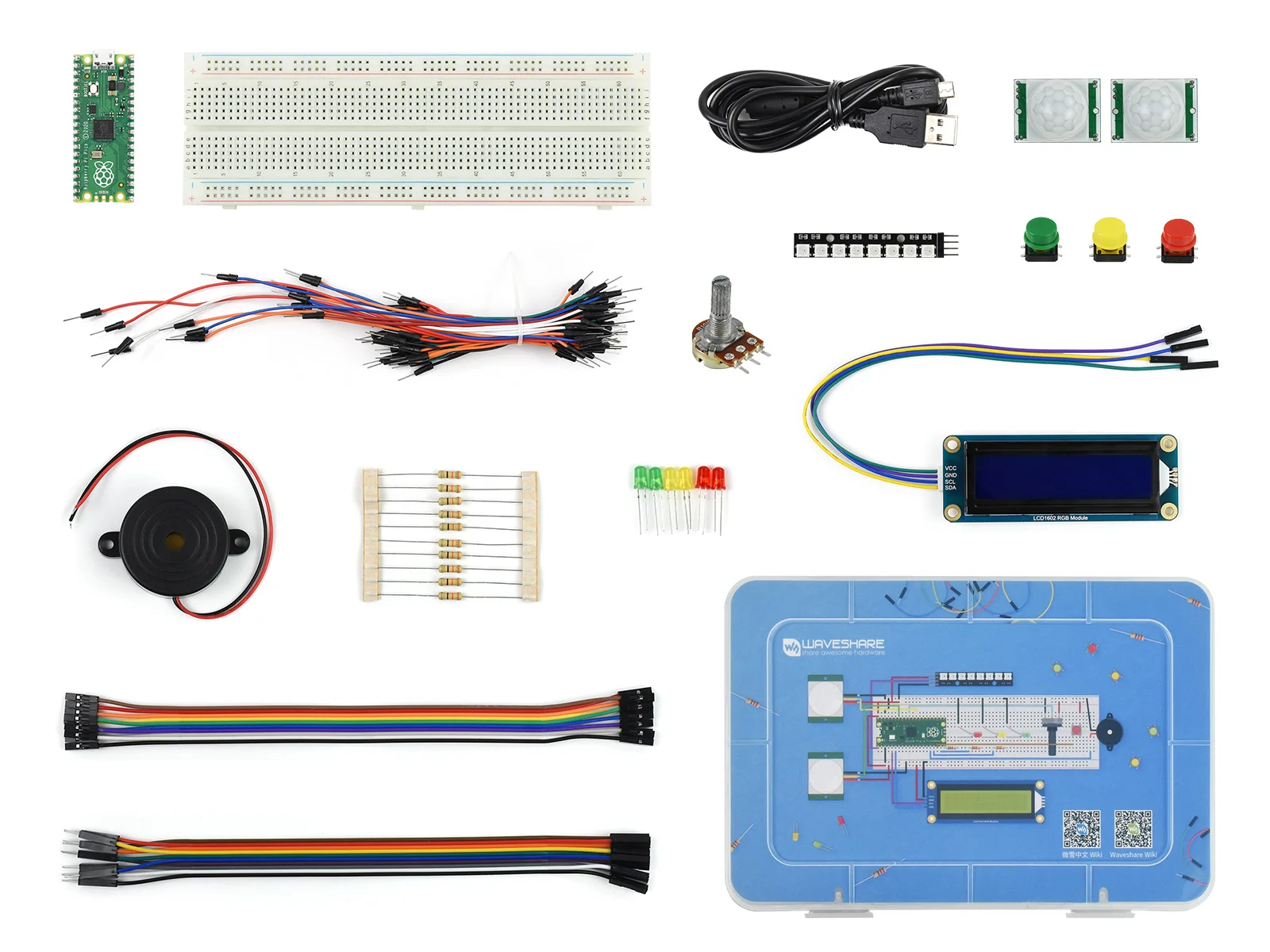 Raspberry-Pi-Pico-Basic-Kit,introductory learning kit specially designed for Pico,MicroPython Programming Learning Kit,
Raspberry-Pi-Pico-Basic-Kit,introductory learning kit specially designed for Pico,MicroPython Programming Learning Kit,