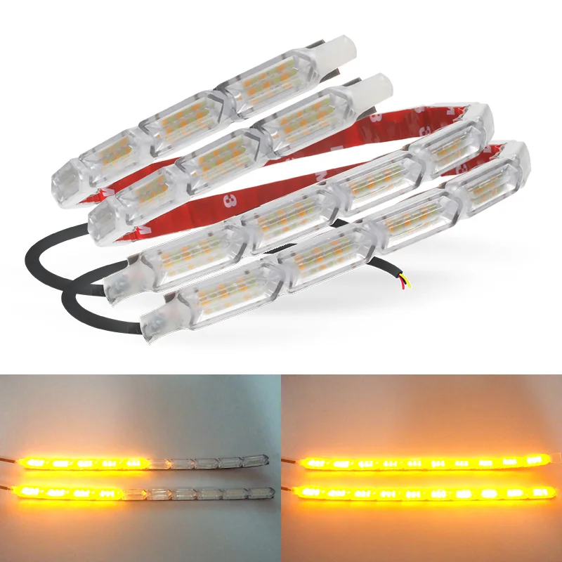 2Pcs Flowing DRL LED Daytime Running Light Sequential 12V Flexible LED Strip DRL Turn Signal Lamp for Car Driving Light
2Pcs Flowing DRL LED Daytime Running Light Sequential 12V Flexible LED Strip DRL Turn Signal Lamp for Car Driving Light