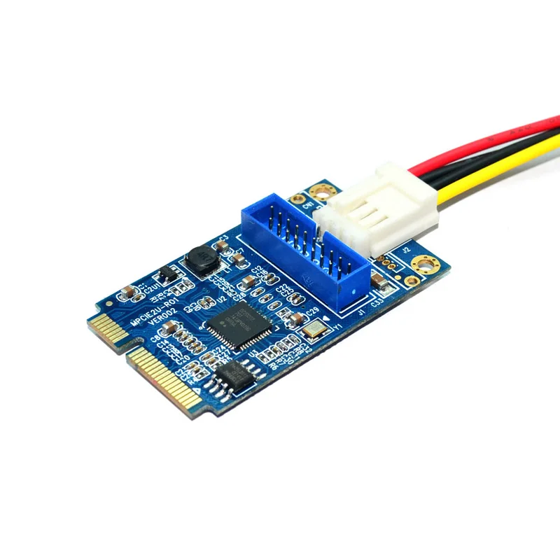 MINI PCIE to USB 3.0 Adapter Card 4Pin Power Connector MINI PCI-E to 19pin USB Front Panel 2 Ports USB 3.0 Expansion Card Riser
MINI PCIE to USB 3.0 Adapter Card 4Pin Power Connector MINI PCI-E to 19pin USB Front Panel 2 Ports USB 3.0 Expansion Card Riser