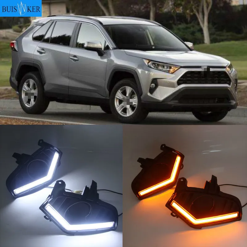 2pcs 12V Car DRL LED Daytime Running Light for Toyota RAV4 2019 2020 White DRL Yellow Turn Signal Light With Fog Lamp Hole
2pcs 12V Car DRL LED Daytime Running Light for Toyota RAV4 2019 2020 White DRL Yellow Turn Signal Light With Fog Lamp Hole