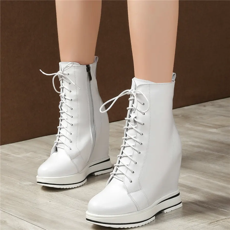 Pumps Shoes Women Lace Up Genuine Leather Wedges High Heel Snow Boots Female High Top Round Toe Fashion Sneakers Casual Shoes
Pumps Shoes Women Lace Up Genuine Leather Wedges High Heel Snow Boots Female High Top Round Toe Fashion Sneakers Casual Shoes