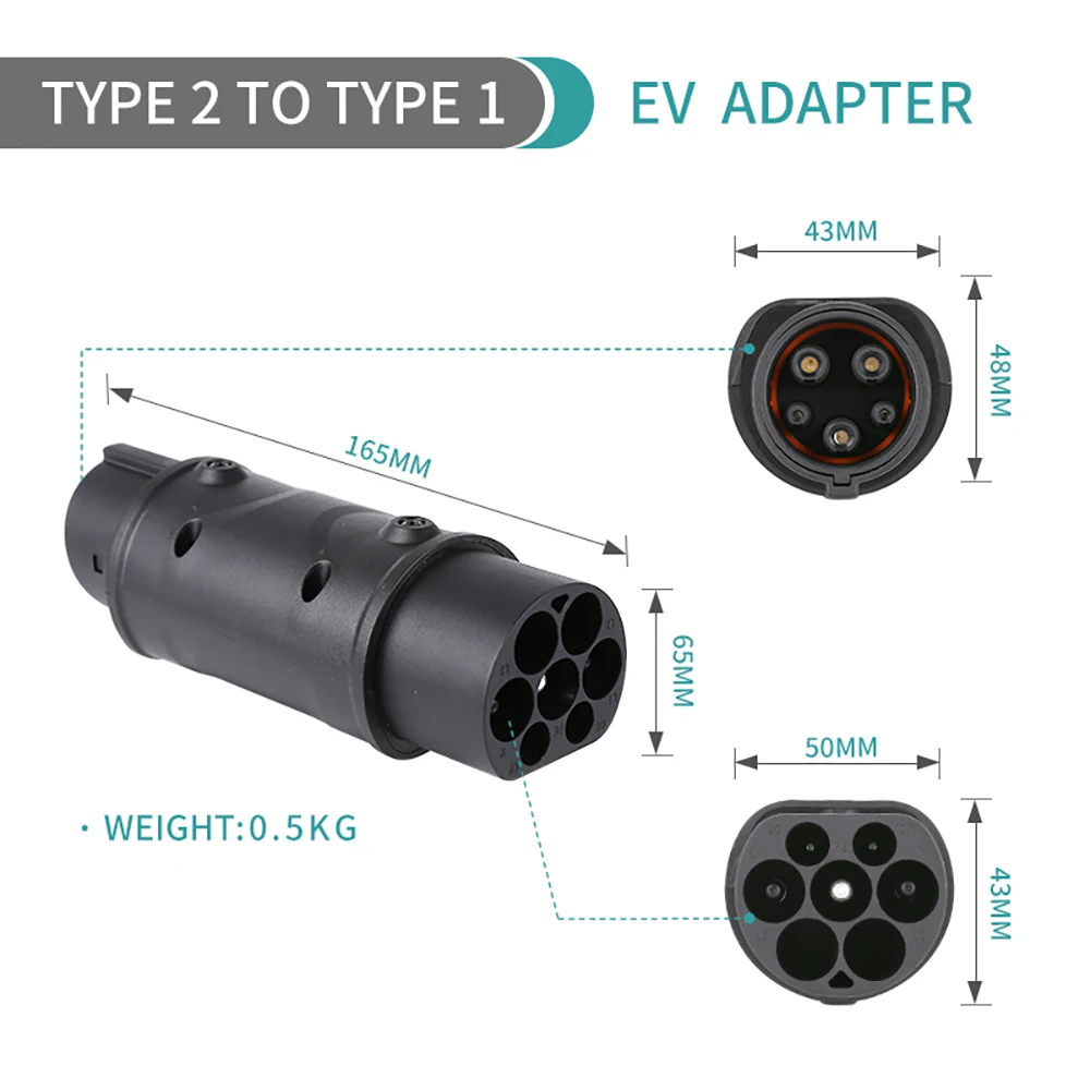 Type 2 To SAE J1772 Charger Adapter EVSE Connector Charging Converter 32A Female to Male
Type 2 To SAE J1772 Charger Adapter EVSE Connector Charging Converter 32A Female to Male