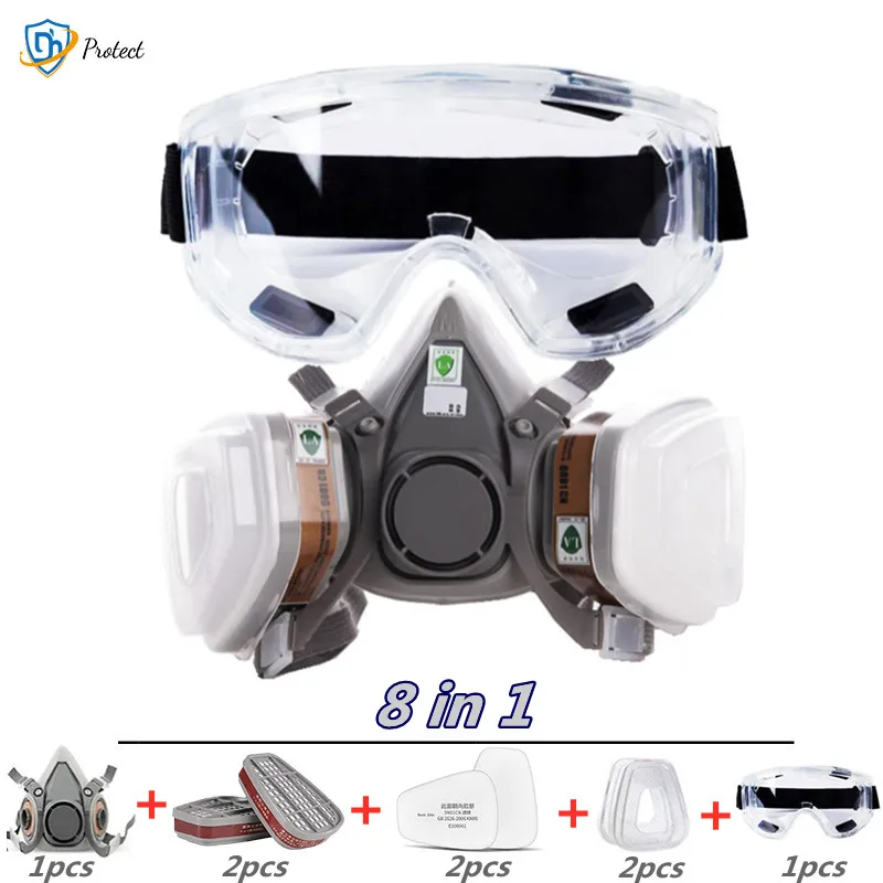 New 8-In-1 6200 Dust Gas Mask With Safety Goggles Half Face Gas Respirator For Painting Spraying Polishing Work Safety
New 8-In-1 6200 Dust Gas Mask With Safety Goggles Half Face Gas Respirator For Painting Spraying Polishing Work Safety