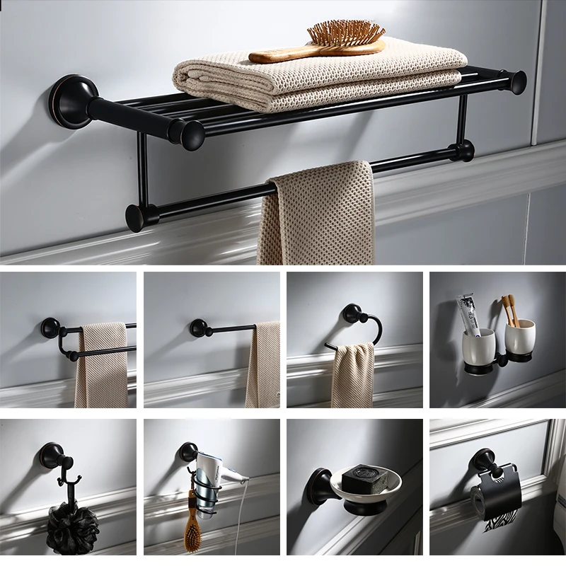 Bathroom Accessories Set Towel Rack Paper Holder Towel Ring Towel Bar Shelf Robe Hooks Brass Black Oil Brass Bathroom Hardware S
Bathroom Accessories Set Towel Rack Paper Holder Towel Ring Towel Bar Shelf Robe Hooks Brass Black Oil Brass Bathroom Hardware S