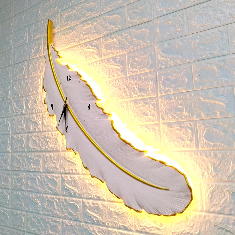 Modern Creative Feather Clock Wall Light Luxury Bedroom Background Wall Decoration Sconce lamps Restaurant led lamp
Modern Creative Feather Clock Wall Light Luxury Bedroom Background Wall Decoration Sconce lamps Restaurant led lamp