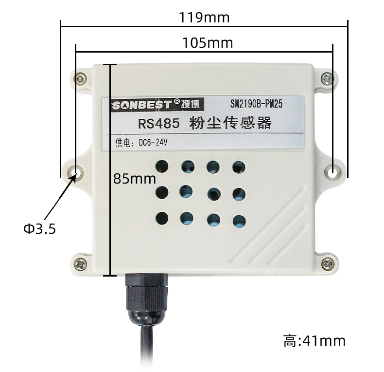 RS485 Dust PM2.5 Sensor PM10 Air Quality Detector Dust Collection Module Transmitter
RS485 Dust PM2.5 Sensor PM10 Air Quality Detector Dust Collection Module Transmitter