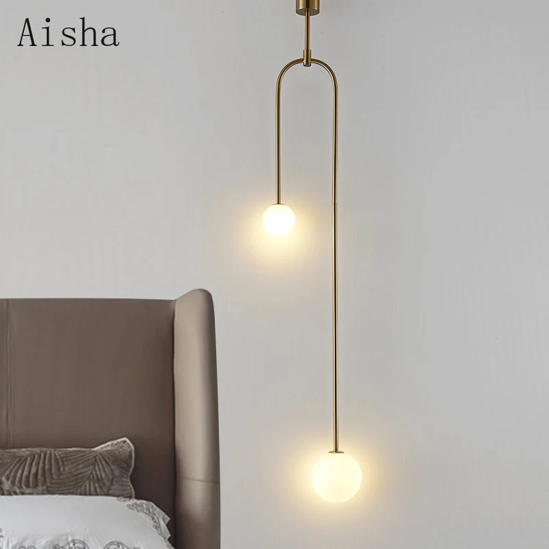 Modern Glass Ball Bedside Pendant Lights Bedroom Hotel Gold Hanging Lamps Art Suspension Led Indoor Lighting Fixture Luminaire
Modern Glass Ball Bedside Pendant Lights Bedroom Hotel Gold Hanging Lamps Art Suspension Led Indoor Lighting Fixture Luminaire