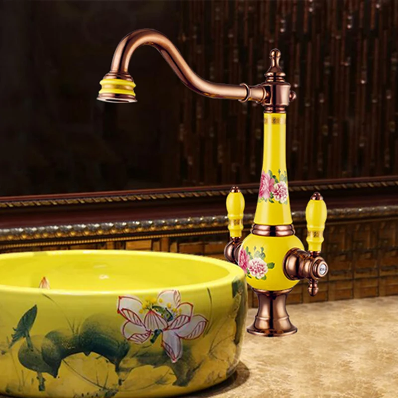 Basin Mixer Faucets Rose Gold Brass and Ceramic Bathroom Sink Faucet Deck Mounted Water Tap Hot and Cold Mixer Taps Crane Faucet
Basin Mixer Faucets Rose Gold Brass and Ceramic Bathroom Sink Faucet Deck Mounted Water Tap Hot and Cold Mixer Taps Crane Faucet