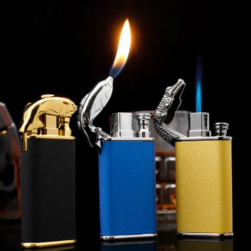 New Blue Flame Metal Crocodile Dolphin Double Fire lighter creative Direct Windproof Open Fire Conversion Lighter, Man's Gift
New Blue Flame Metal Crocodile Dolphin Double Fire lighter creative Direct Windproof Open Fire Conversion Lighter, Man's Gift