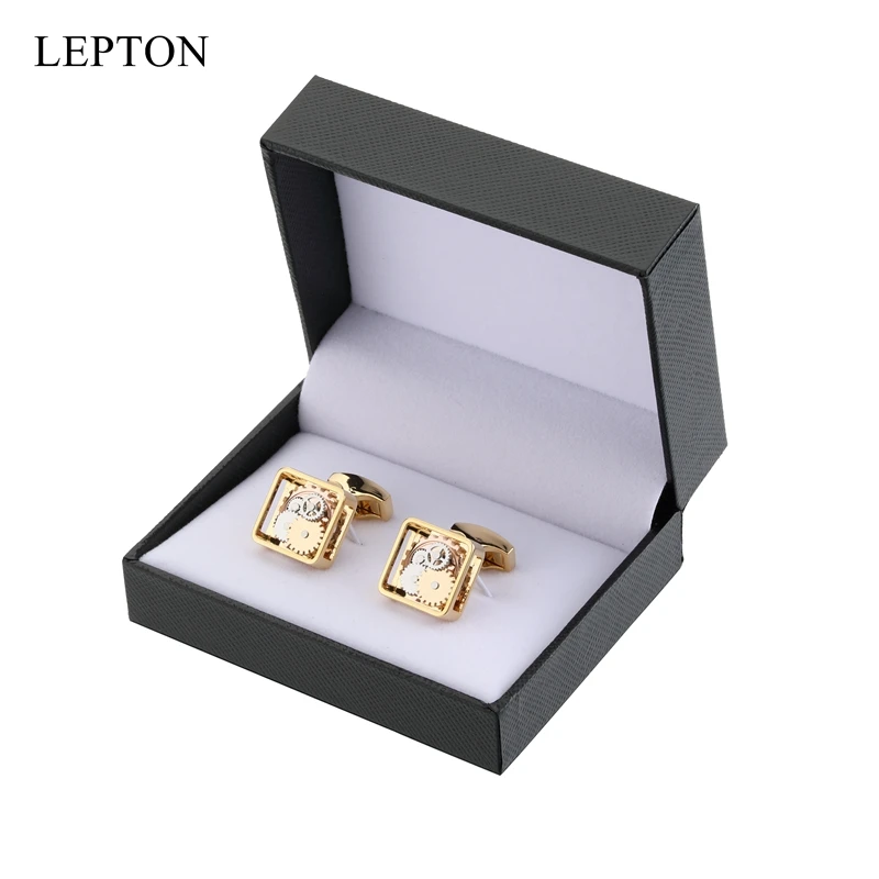 Hot Gold Color Square Framed Steampunk Gear Cufflinks Lepton Watch Mechanism Cufflinks For mens Business wedding cufflink Gift
Hot Gold Color Square Framed Steampunk Gear Cufflinks Lepton Watch Mechanism Cufflinks For mens Business wedding cufflink Gift