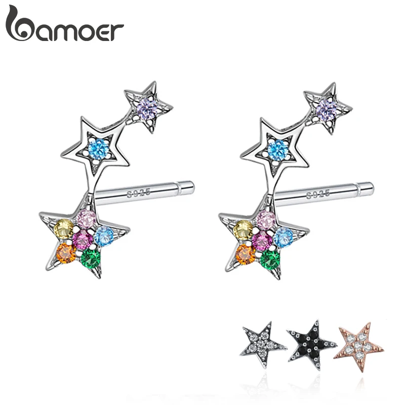 bamoer Rainbow Multiple Crystal Star Stud Earrings 925 Sterling Silver Earrings for Women Engagement Jewelry Five-pointed Star
bamoer Rainbow Multiple Crystal Star Stud Earrings 925 Sterling Silver Earrings for Women Engagement Jewelry Five-pointed Star