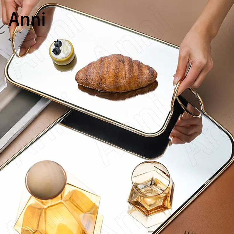 Golden Stroke Glass Mirror Trays Decorative Nordic Modern Creative Metal Handle Jewelry Cosmetic Storage Display Tray Home Decor
Golden Stroke Glass Mirror Trays Decorative Nordic Modern Creative Metal Handle Jewelry Cosmetic Storage Display Tray Home Decor