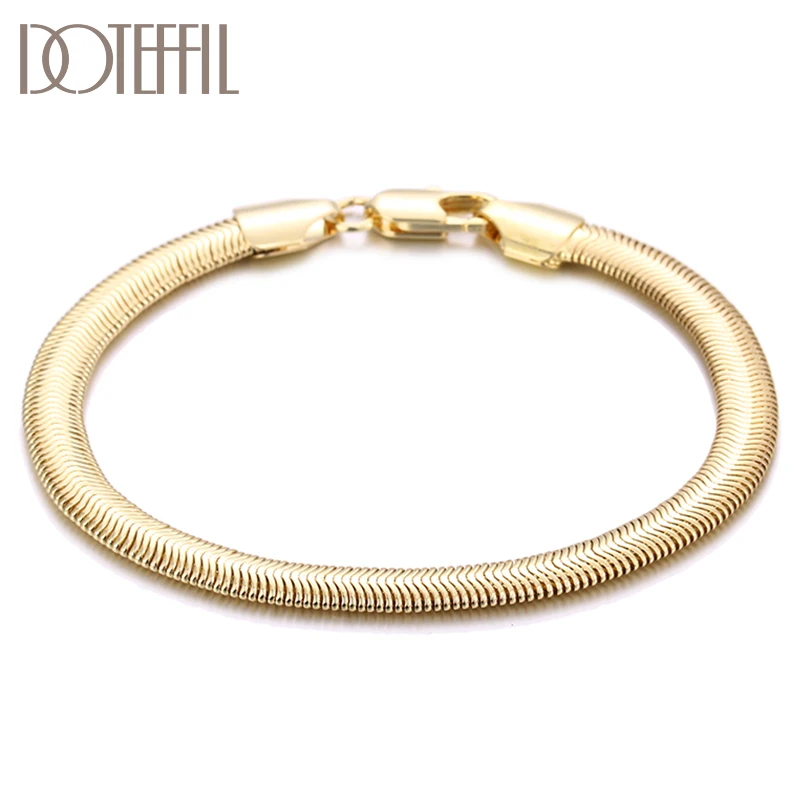 DOTEFFIL 925 Sterling Silver 18K Gold 6mm Snake Bone Chain Bracelet For Women Wedding Engagement Party Fashion Jewelry
DOTEFFIL 925 Sterling Silver 18K Gold 6mm Snake Bone Chain Bracelet For Women Wedding Engagement Party Fashion Jewelry