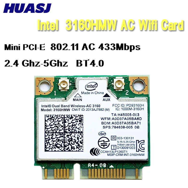 Huasj 3160HMW 3160AC 433 Мбит/с 802.11ac мини PCI Express wifi адаптер беспроводной BT 4,0 HS карта Wi-Fi vPro / WIDI
Huasj 3160HMW 3160AC 433 Мбит/с 802.11ac мини PCI Express wifi адаптер беспроводной BT 4,0 HS карта Wi-Fi vPro / WIDI