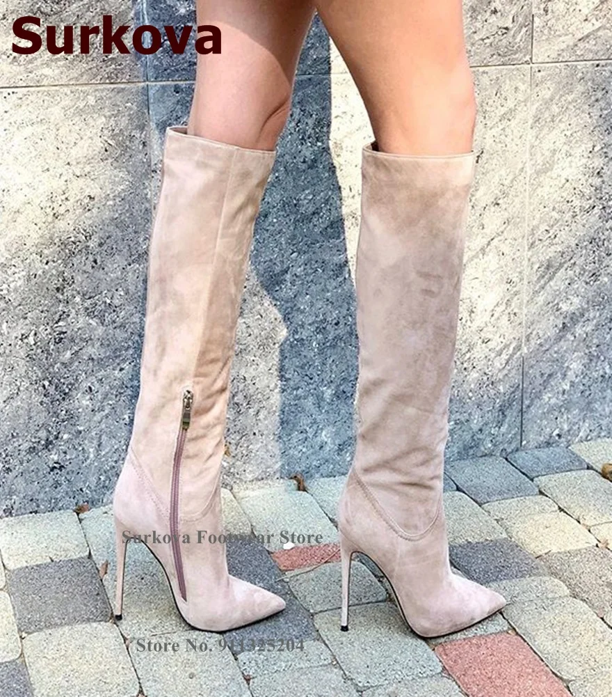 Surkova Elegant Apricot Slim Fit Knee Boots Pointed Toe Thin High Heels Gladiator Boots Nightclub Stage Shoes Size46 Women Shoes
Surkova Elegant Apricot Slim Fit Knee Boots Pointed Toe Thin High Heels Gladiator Boots Nightclub Stage Shoes Size46 Women Shoes