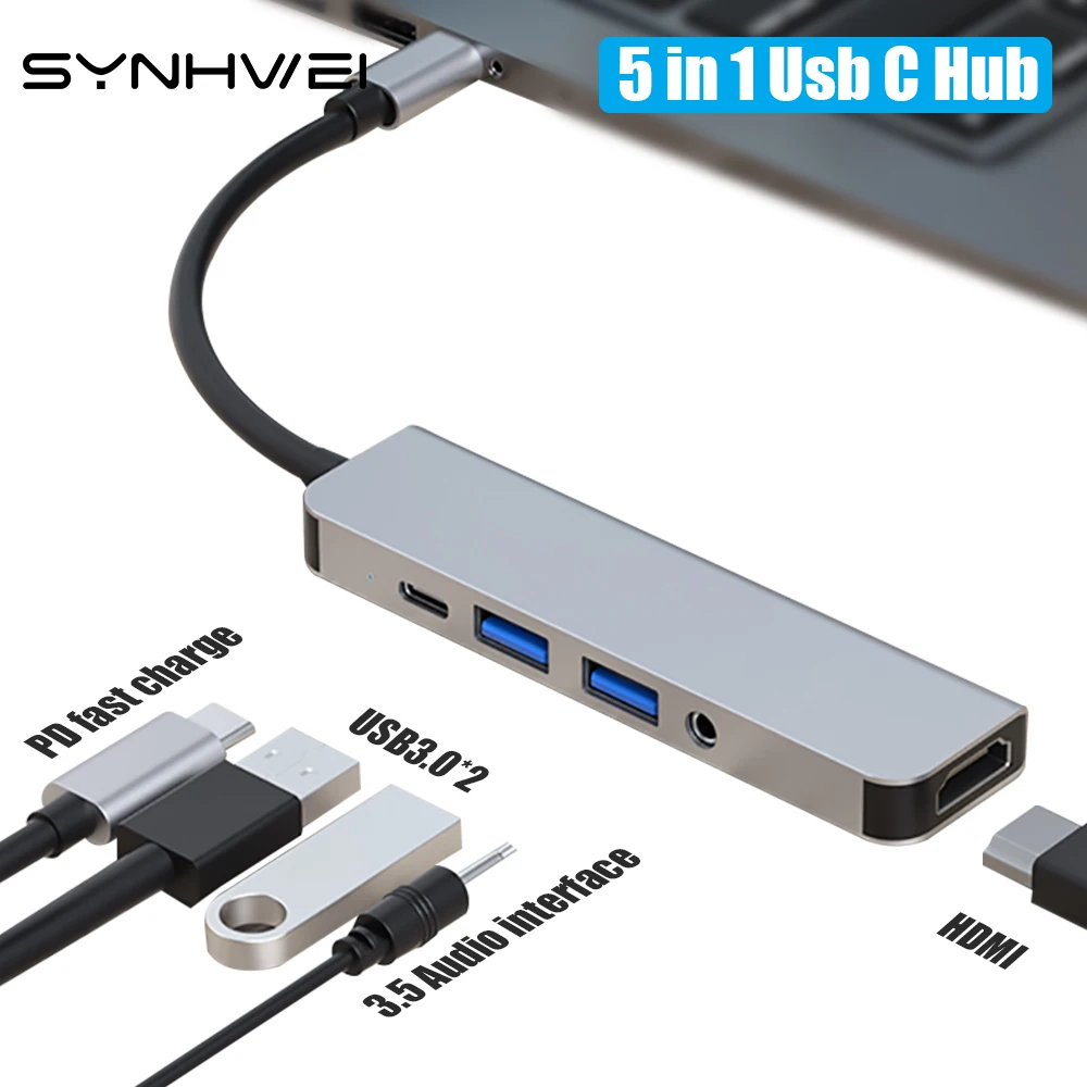 5 in 1 8 in1 USB C Hub For Laptop Adapter HDMI-4K PD Charge Docking Station With 3.5MM AUX PC Laptop For Macbook Type-C Splitter
5 in 1 8 in1 USB C Hub For Laptop Adapter HDMI-4K PD Charge Docking Station With 3.5MM AUX PC Laptop For Macbook Type-C Splitter