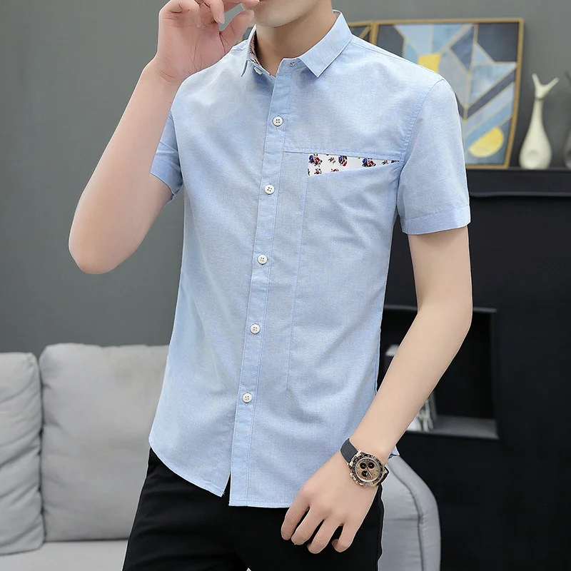 New Casual Shirts Men Short Sleeve Korean Version Design Slim Fashion All-match Tops Trend Simplicity Solid Color Youth Clothing
New Casual Shirts Men Short Sleeve Korean Version Design Slim Fashion All-match Tops Trend Simplicity Solid Color Youth Clothing