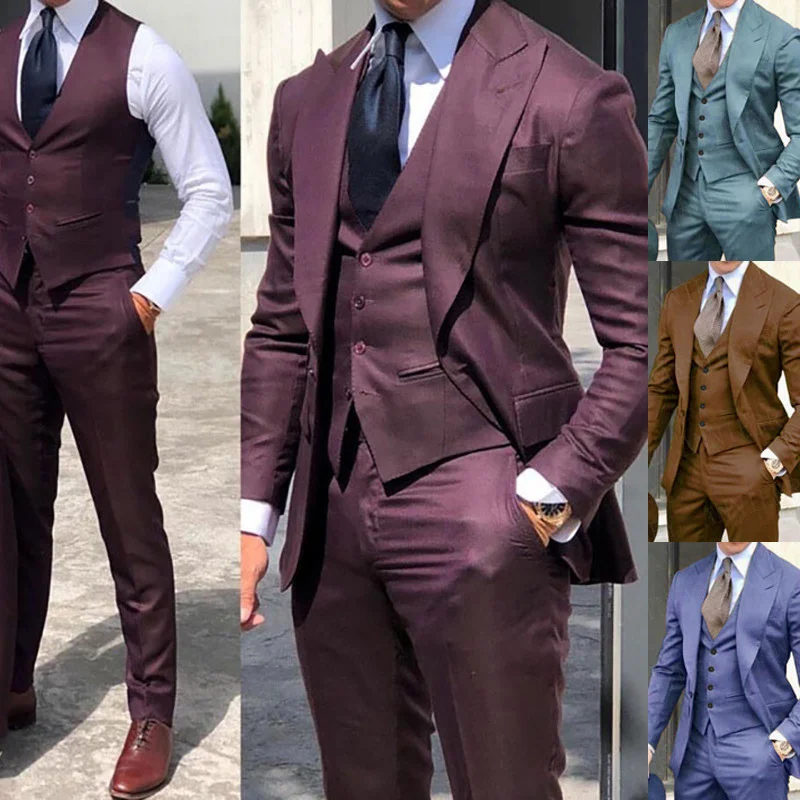 Newest Brown Classic Men Suit 3 Pieces Tuxedo Peak Lapel Groom Wedding Suits Set Burgundy Men Business Blazer Jacket Pants Vest
Newest Brown Classic Men Suit 3 Pieces Tuxedo Peak Lapel Groom Wedding Suits Set Burgundy Men Business Blazer Jacket Pants Vest