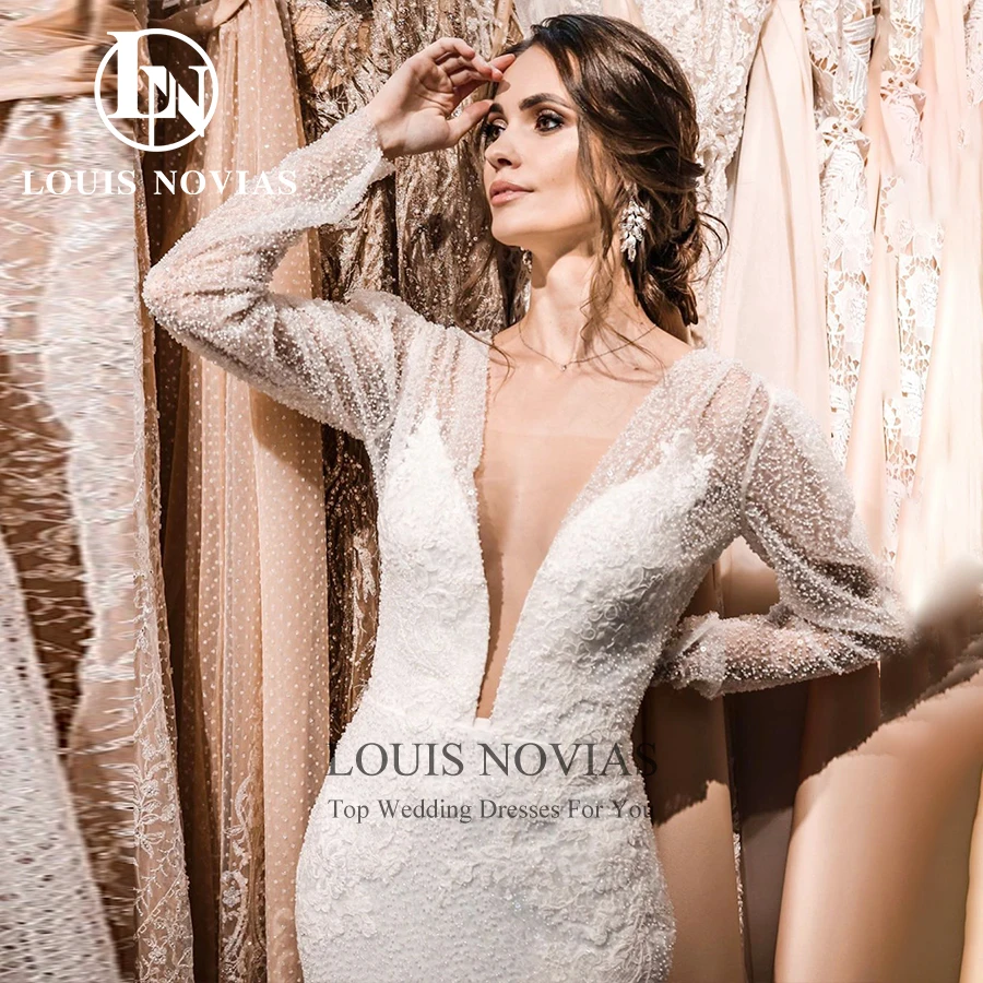 LOUIS NOVIAS Mermaid Wedding Dresses For Women Elegant Long Sleeve Bridal Gown Deep V-Neck Sequined Bead Bride Vestidos De Novia
LOUIS NOVIAS Mermaid Wedding Dresses For Women Elegant Long Sleeve Bridal Gown Deep V-Neck Sequined Bead Bride Vestidos De Novia
