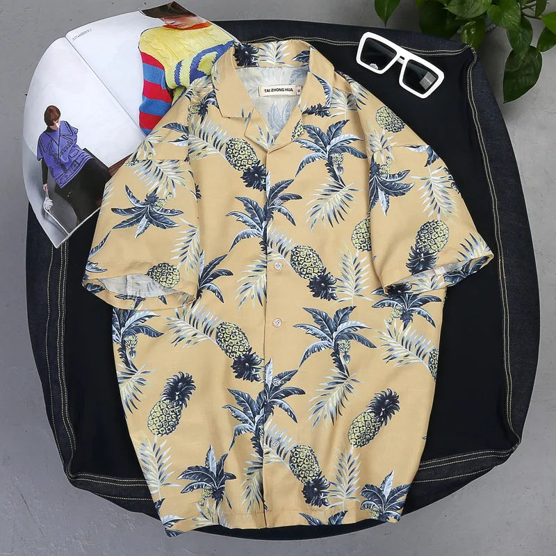 Casual Thin Men Shirts Couple Loose Beach Holiday Travel Hawaii Breathable Half Sleeve Cool Tropical Styl Pineapple Print Tops
Casual Thin Men Shirts Couple Loose Beach Holiday Travel Hawaii Breathable Half Sleeve Cool Tropical Styl Pineapple Print Tops