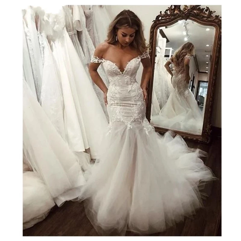Angelsbride Elegant Mermaid Wedding Dress Tulle V-Neck Appliques Court Train Bridal Wedding Gowns Lace-up Back Vestido De Noiva
Angelsbride Elegant Mermaid Wedding Dress Tulle V-Neck Appliques Court Train Bridal Wedding Gowns Lace-up Back Vestido De Noiva