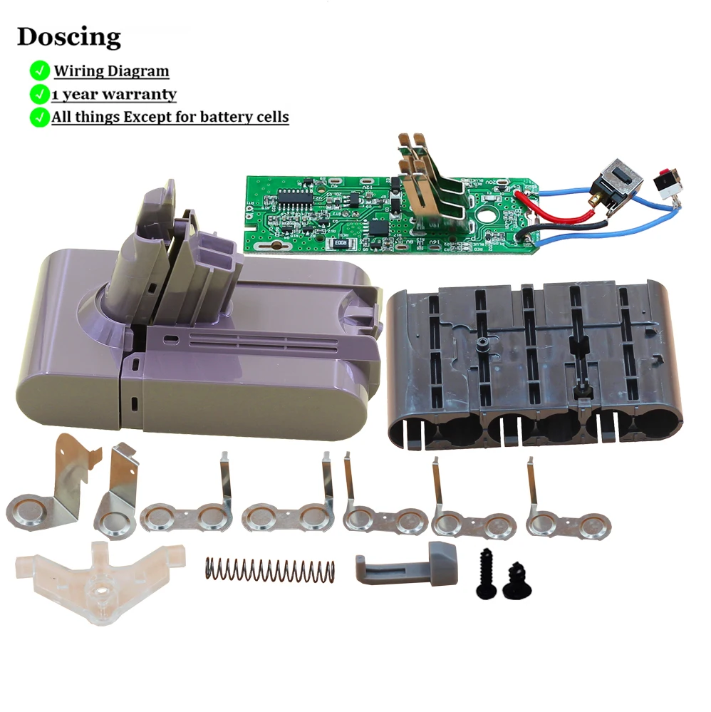 V6 Li-ion Battery Plastic Case Charging Protection Circuit Board PCB for Dyson 21.6V DC58 DC62 DC63 DC72 Vacuum Cleaner
V6 Li-ion Battery Plastic Case Charging Protection Circuit Board PCB for Dyson 21.6V DC58 DC62 DC63 DC72 Vacuum Cleaner