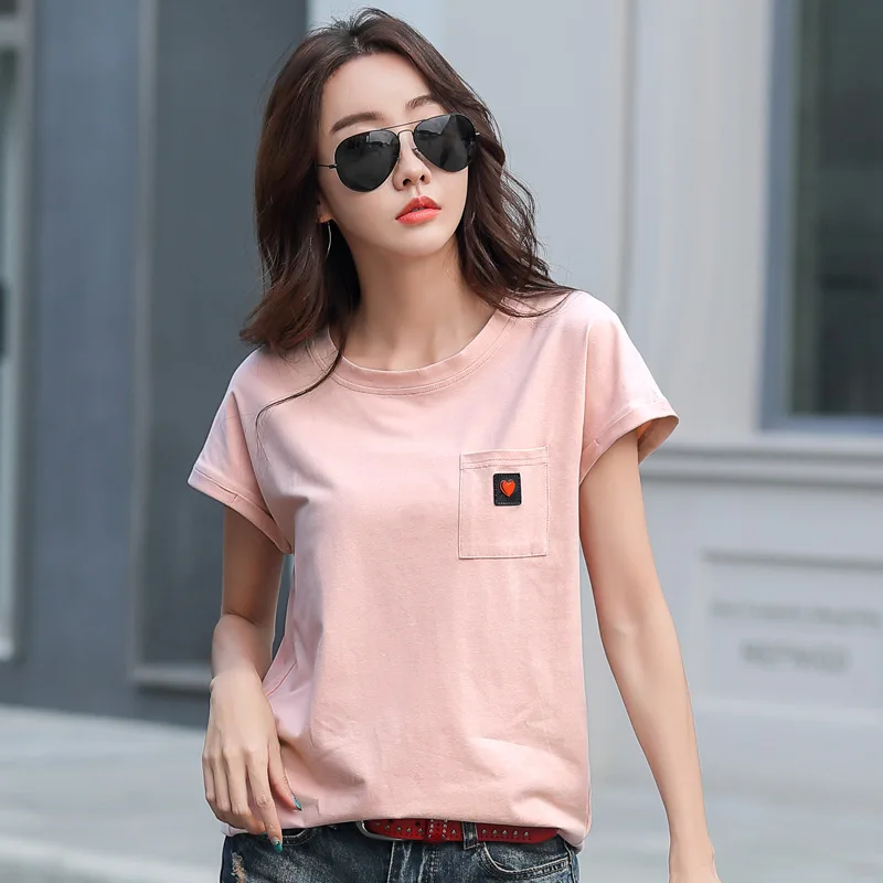 Short Sleeve White T-shirt 2022 Summer Woman Tops Love Pockets Cotton T Shirt Women Black Korean Fashion Clothes Tshirt Female
Short Sleeve White T-shirt 2022 Summer Woman Tops Love Pockets Cotton T Shirt Women Black Korean Fashion Clothes Tshirt Female