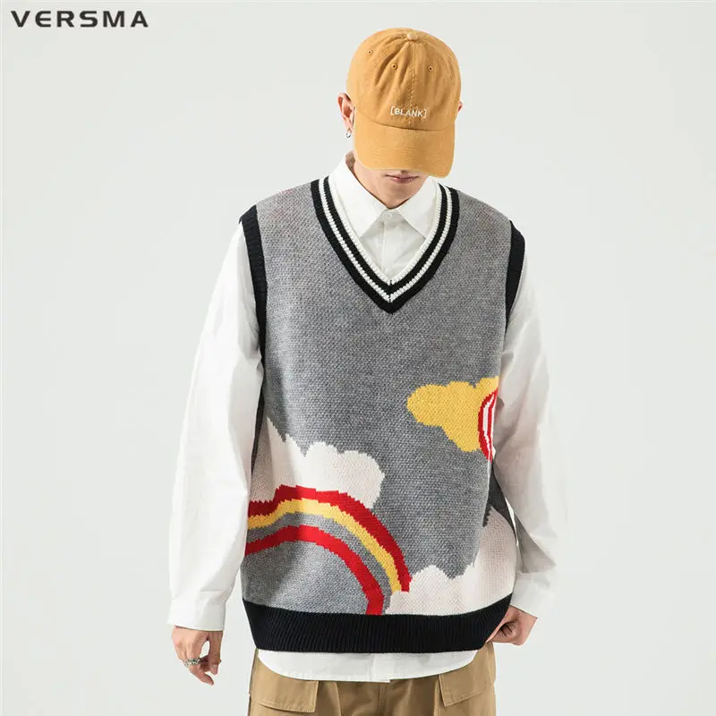 VERSMA Japanese Harajuku Cartoon Graffiti Vintage Printed Vest Men Hip Hop Oversized Sleeveless V Neck Sweater Vest For Men 5XL
VERSMA Japanese Harajuku Cartoon Graffiti Vintage Printed Vest Men Hip Hop Oversized Sleeveless V Neck Sweater Vest For Men 5XL