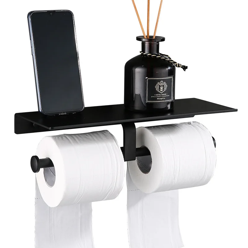 Fliger Matte Black Double Rod Toilet Roll Paper Holder WC Dual-purpose Towel Holder Rack Shelf Aluminum Wall-mounted Tissue Rack
Fliger Matte Black Double Rod Toilet Roll Paper Holder WC Dual-purpose Towel Holder Rack Shelf Aluminum Wall-mounted Tissue Rack
