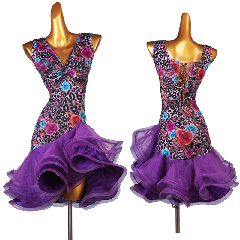 Sexy Dress Female Latin Dance Clothes Leopard Flower Print V-Neck Stage Costumes Modern Ballroom Dance Competition Dress DQL5272
Sexy Dress Female Latin Dance Clothes Leopard Flower Print V-Neck Stage Costumes Modern Ballroom Dance Competition Dress DQL5272