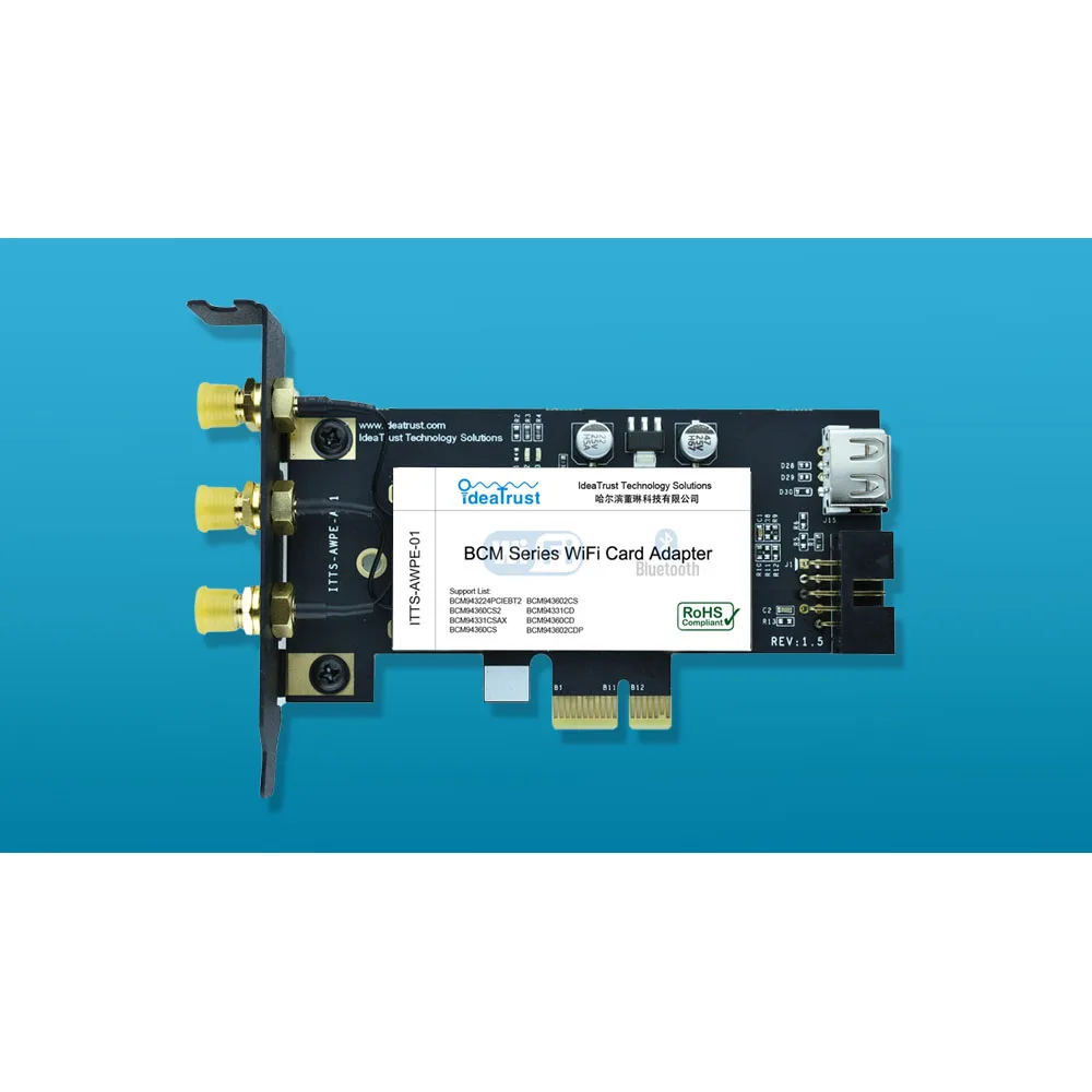 BCM94360CD 2.4&5G 1300Mbps Bluetooth WiFi Network Card for desktop support Mac OS hackintosh
BCM94360CD 2.4&5G 1300Mbps Bluetooth WiFi Network Card for desktop support Mac OS hackintosh