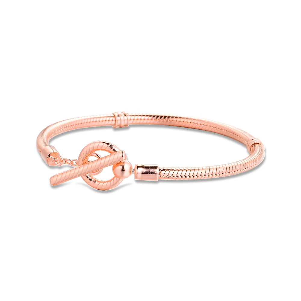 Moments T-Bar Snake Chain Bracelet Rose Gold Color Snake Chain Fits Original Silver Charms & Beads Woman DIY Fashion Jewelry
Moments T-Bar Snake Chain Bracelet Rose Gold Color Snake Chain Fits Original Silver Charms & Beads Woman DIY Fashion Jewelry