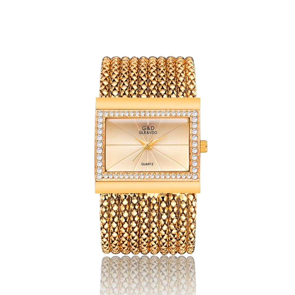 G&D Luxury Brand Golden Square Dial Watches for Women with Stainless Steel Band Fashion Rhinestones Ladies Creative Wristwatches
G&D Luxury Brand Golden Square Dial Watches for Women with Stainless Steel Band Fashion Rhinestones Ladies Creative Wristwatches