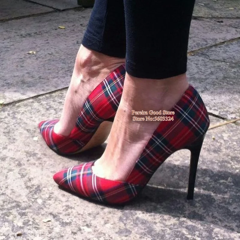 Red Plaid Stiletto Heels Pumps Pointed Toe Stiletto Heels Shallow Dress Shoes Slip on High Heel Wedding Party Shoes Big Size 10
Red Plaid Stiletto Heels Pumps Pointed Toe Stiletto Heels Shallow Dress Shoes Slip on High Heel Wedding Party Shoes Big Size 10