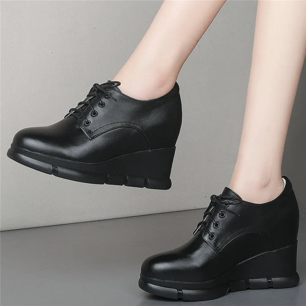Wedges Fashion Sneakers Women Lace Up Genuine Leather High Heel Ankle Boots Female Round Toe Platform Pumps Shoes Casual Shoes
Wedges Fashion Sneakers Women Lace Up Genuine Leather High Heel Ankle Boots Female Round Toe Platform Pumps Shoes Casual Shoes