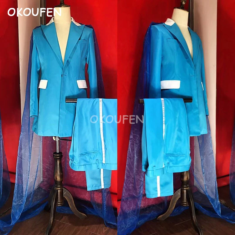 Nightclub bar DJ Singer Stage Costumes Men's Personality Sky blue Cloak Suits party show performance wear
Nightclub bar DJ Singer Stage Costumes Men's Personality Sky blue Cloak Suits party show performance wear