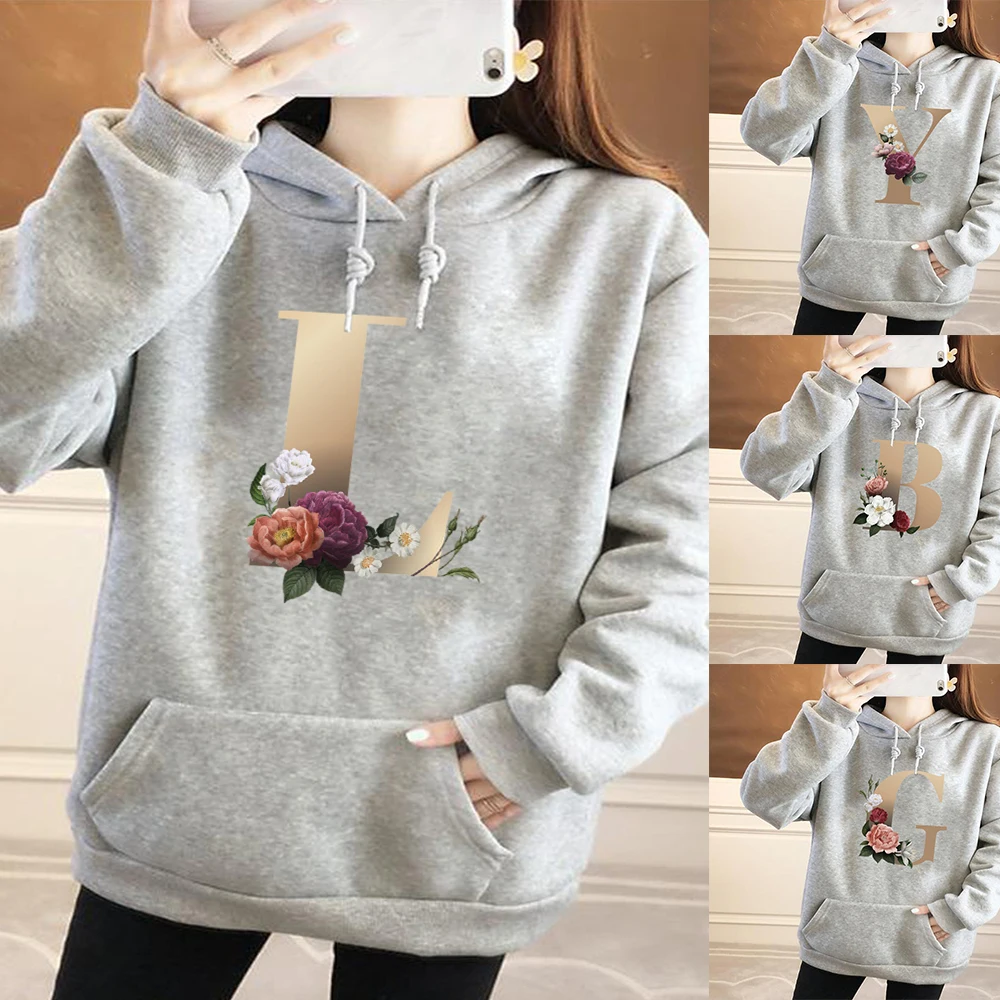 Sportswear Harajuku Hoodie Gold Flower Letter Print Sweatshirt Womens Winter Pullover 2021year All-match Hoodie Pullover
Sportswear Harajuku Hoodie Gold Flower Letter Print Sweatshirt Womens Winter Pullover 2021year All-match Hoodie Pullover
